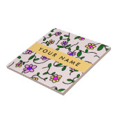 Kleurrijke bloemen, roze achtergrond, geel tegeltje (Zijkant)