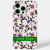 Kleurrijke bloemen, roze achtergrond, groen Case-Mate iPhone case (Achterkant)