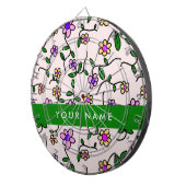 Kleurrijke bloemen, roze achtergrond, groen dartbord (Voorkant Rechts)