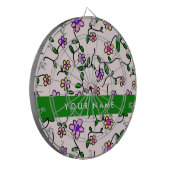 Kleurrijke bloemen, roze achtergrond, groen dartbord (Voorkant Links)