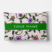 Kleurrijke bloemen, roze achtergrond, groen etui (Achterkant)