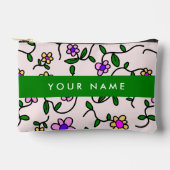 Kleurrijke bloemen, roze achtergrond, groen etui (Voorkant)