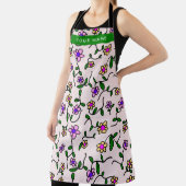 Kleurrijke bloemen, roze achtergrond, groen schort (Insitu)