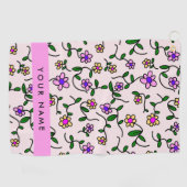 Kleurrijke bloemen, roze achtergrond, roze golfhanddoek (Horizontaal)