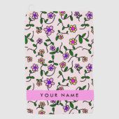 Kleurrijke bloemen, roze achtergrond, roze golfhanddoek (Voorkant)