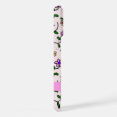 Kleurrijke bloemen, roze achtergrond, roze iPhone hoesje (Rechterkant)