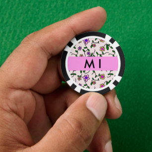 Kleurrijke Bloemen, Roze Achtergrond, Roze Poker Chips