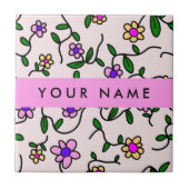 Kleurrijke bloemen, roze achtergrond, roze tegeltje (Voorkant)