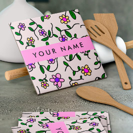 Kleurrijke bloemen, roze achtergrond, roze tegeltje