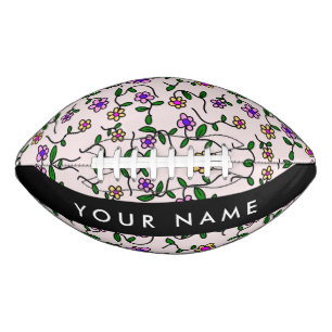 Kleurrijke Bloemen, Roze Achtergrond, Zwart American Football