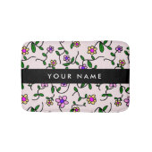 Kleurrijke bloemen, roze achtergrond, zwart badmat (Voorkant)