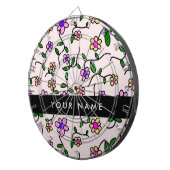 Kleurrijke bloemen, roze achtergrond, zwart dartbord (Voorkant Rechts)