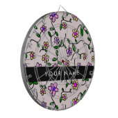 Kleurrijke bloemen, roze achtergrond, zwart dartbord (Voorkant Links)