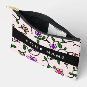 Kleurrijke Bloemen, Roze Achtergrond, Zwart Etui