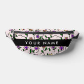 Kleurrijke bloemen, roze achtergrond, zwart heuptasje (Liggend)