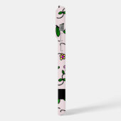 Kleurrijke bloemen, roze achtergrond, zwart iPhone hoesje (Linkerkant)