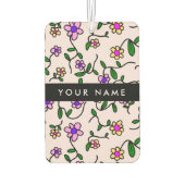 Kleurrijke bloemen, roze achtergrond, zwart luchtverfrisser (Achterkant)