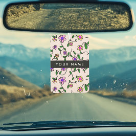 Kleurrijke bloemen, roze achtergrond, zwart luchtverfrisser