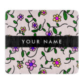 Kleurrijke bloemen, roze achtergrond, zwart snijplank (Voorkant)