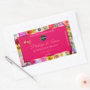 Kleurrijke bloemen Roze etiketten van het Product 