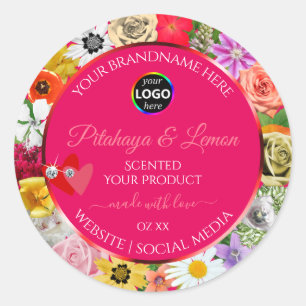 Kleurrijke bloemen Roze etiketten van het Product 