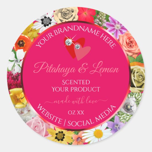 Kleurrijke bloemen Roze etiketten van het Product  (Voorkant)