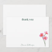 Kleurrijke Bloemen Roze Groen Aangepast Vrijgezell Bedankkaart (Voorkant / Achterkant)