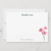 Kleurrijke Bloemen Roze Groen Aangepaste Bruidsdou Bedankkaart (Voorkant)