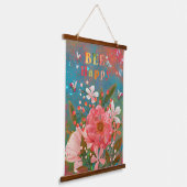 Kleurrijke Bloemen Roze Inspirerend Hangend Wandkleed (Gebogen)