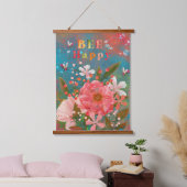 Kleurrijke Bloemen Roze Inspirerend Hangend Wandkleed (Slaapkamer)