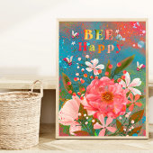 Kleurrijke Bloemen Roze Inspirerend Poster