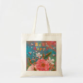 Kleurrijke Bloemen Roze Inspirerend Tote Bag (Voorkant)