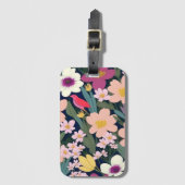 Kleurrijke bloemen roze mooi bagagelabel (Voorkant (verticaal))