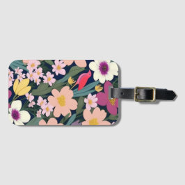 Kleurrijke bloemen roze mooi bagagelabel