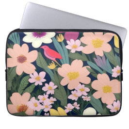 Kleurrijke bloemen roze mooi laptop sleeve