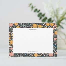 Kleurrijke Bloemen Roze Oranje Modern Bedankkaart