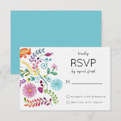 Kleurrijke Bloemen RSVP Kaart (Voorkant / Achterkant)