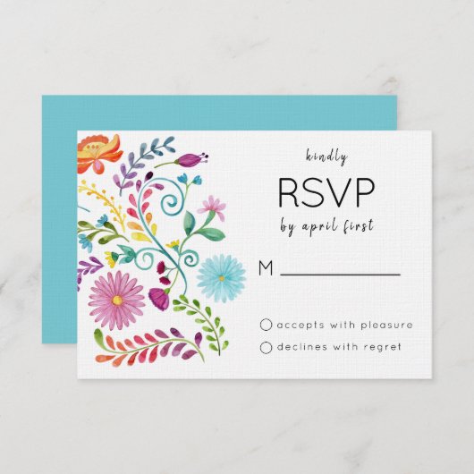 Kleurrijke Bloemen RSVP Kaart (Voorkant / Achterkant)