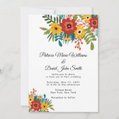 Kleurrijke Bloemen Rustiek Huwelijk Kaart (Voorkant)