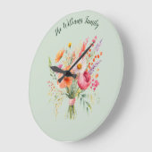 Kleurrijke Bloemen Rustieke Bloemen  Gepersonalise Grote Klok (Hoek)
