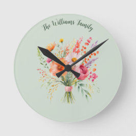 Kleurrijke Bloemen Rustieke Bloemen  Gepersonalise Grote Klok