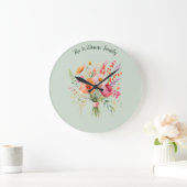 Kleurrijke Bloemen Rustieke Bloemen  Gepersonalise Grote Klok (Huis)