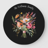 Kleurrijke Bloemen Rustieke Bloemen  Gepersonalise Grote Klok (Voorkant)