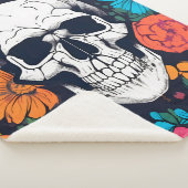 Kleurrijke, Bloemen Schedel Art Sherpa Deken (3/4)