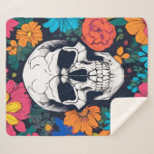 Kleurrijke, Bloemen Schedel Art Sherpa Deken (Voorkant (horizontaal))