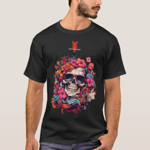 Kleurrijke bloemen Schedel Zonnebril Ben Elkanar T-shirt