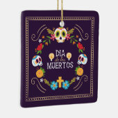 Kleurrijke bloemen schedels Dia de Muertos | Keram Keramisch Ornament (Rechts)