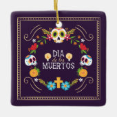 Kleurrijke bloemen schedels Dia de Muertos | Keram Keramisch Ornament (Voorkant)