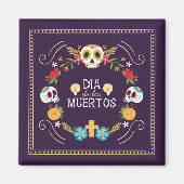 Kleurrijke bloemen schedels Dia de Muertos | Magne Magneet (Voorkant)