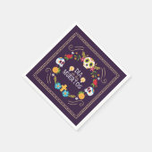 Kleurrijke bloemen schedels Dia de Muertos | Serve Servet (Hoek)